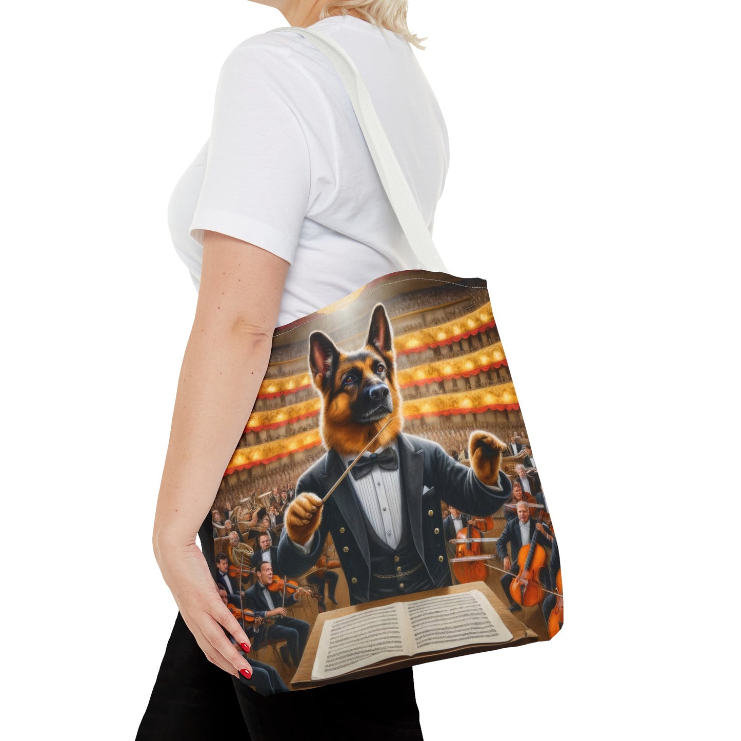 German Shepherd Conducting an Orchestra Tote Bag