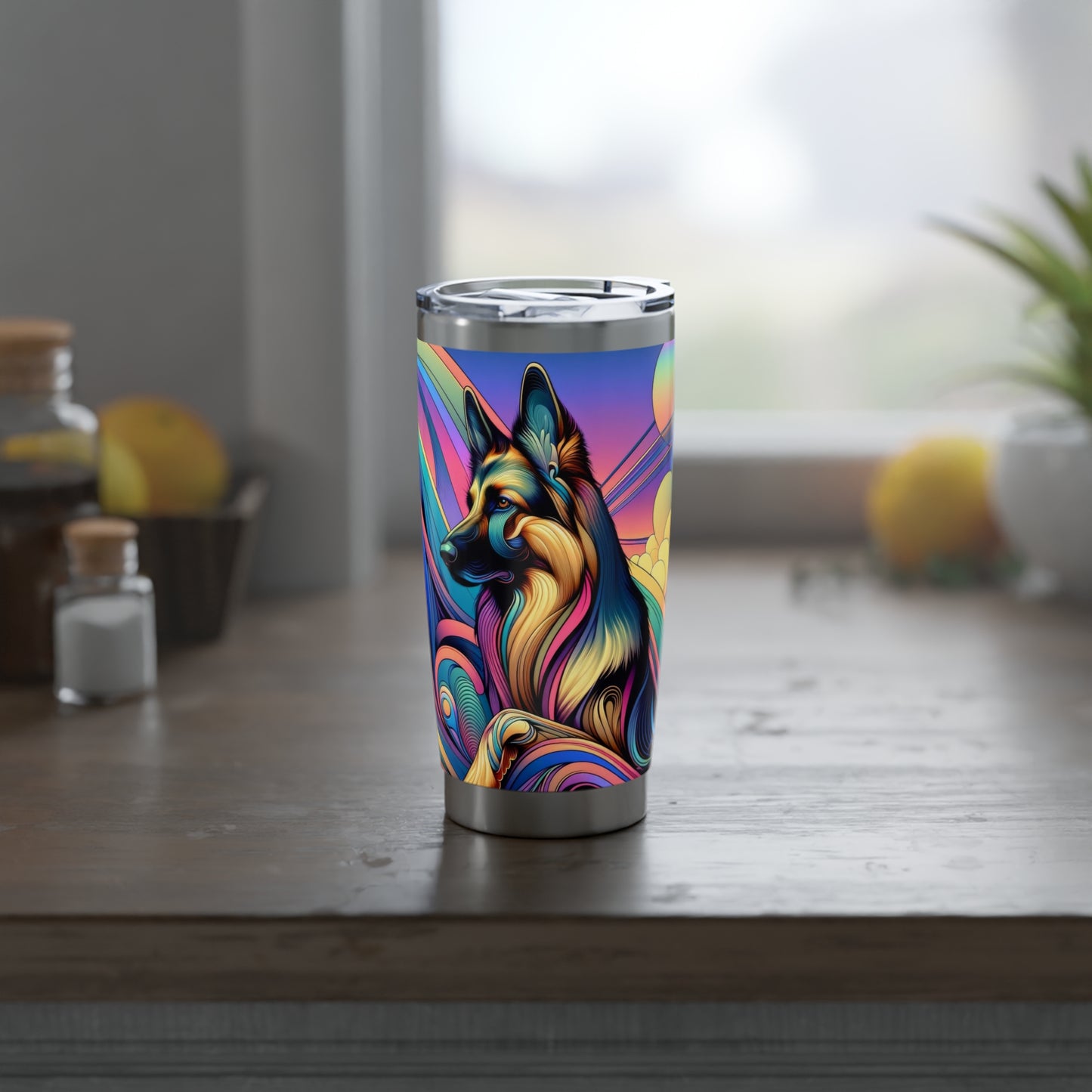 Art nouveau and vaporwave German Shepherd 20oz Tumbler