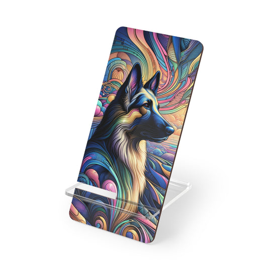 Art nouveau and vaporwave German Shepherd Smartphone Stand