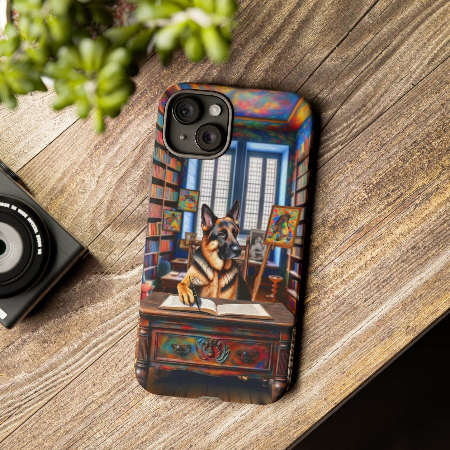 German Shepherd Writing a Book Phone Case