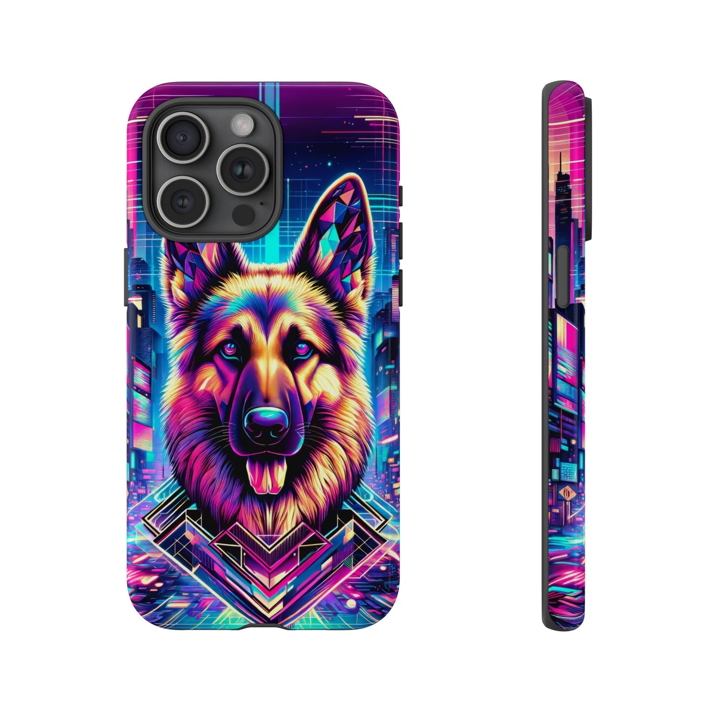 Glitch art German Shepherd Phone Case