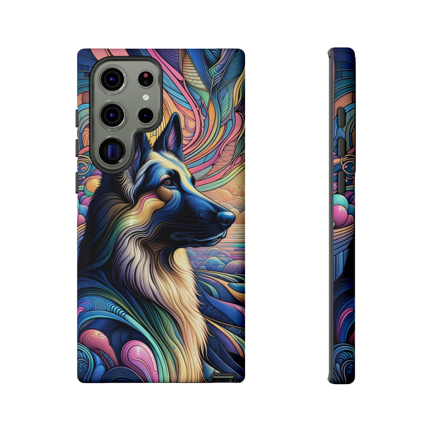 Art nouveau and vaporwave German Shepherd Phone Case