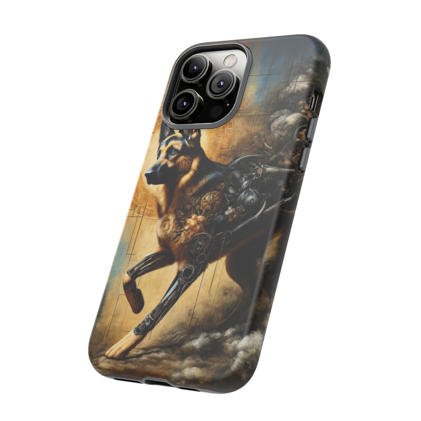 Byzantine, charcoal, and cybernetic German Shepherd Phone Case