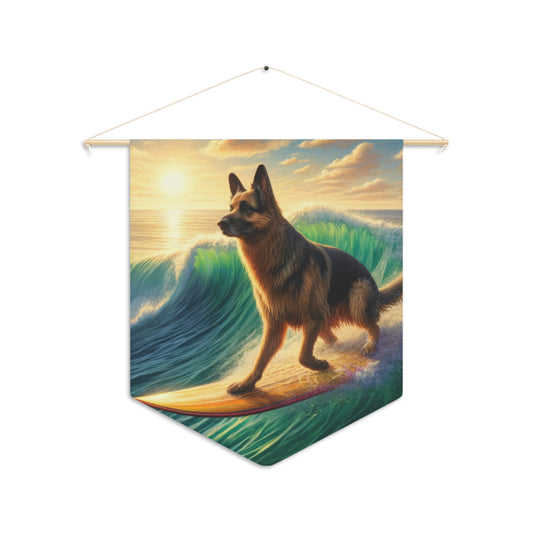 German Shepherd Surfing Pennant