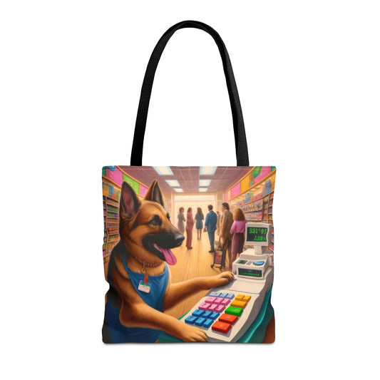 German Shepherd Operating a cash register Tote Bag