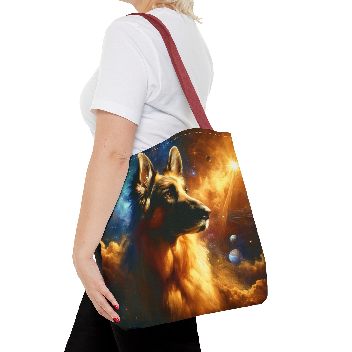 Sci-fi and stars-themed German Shepherd Tote Bag