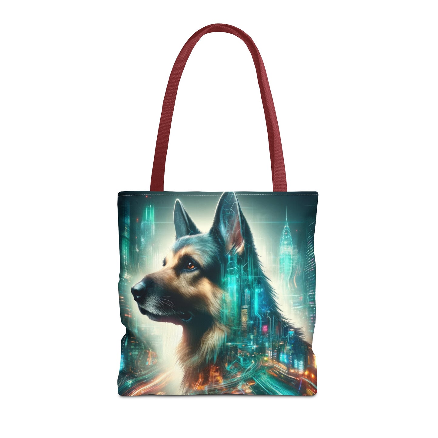 Cyberpunk German Shepherd Tote Bag