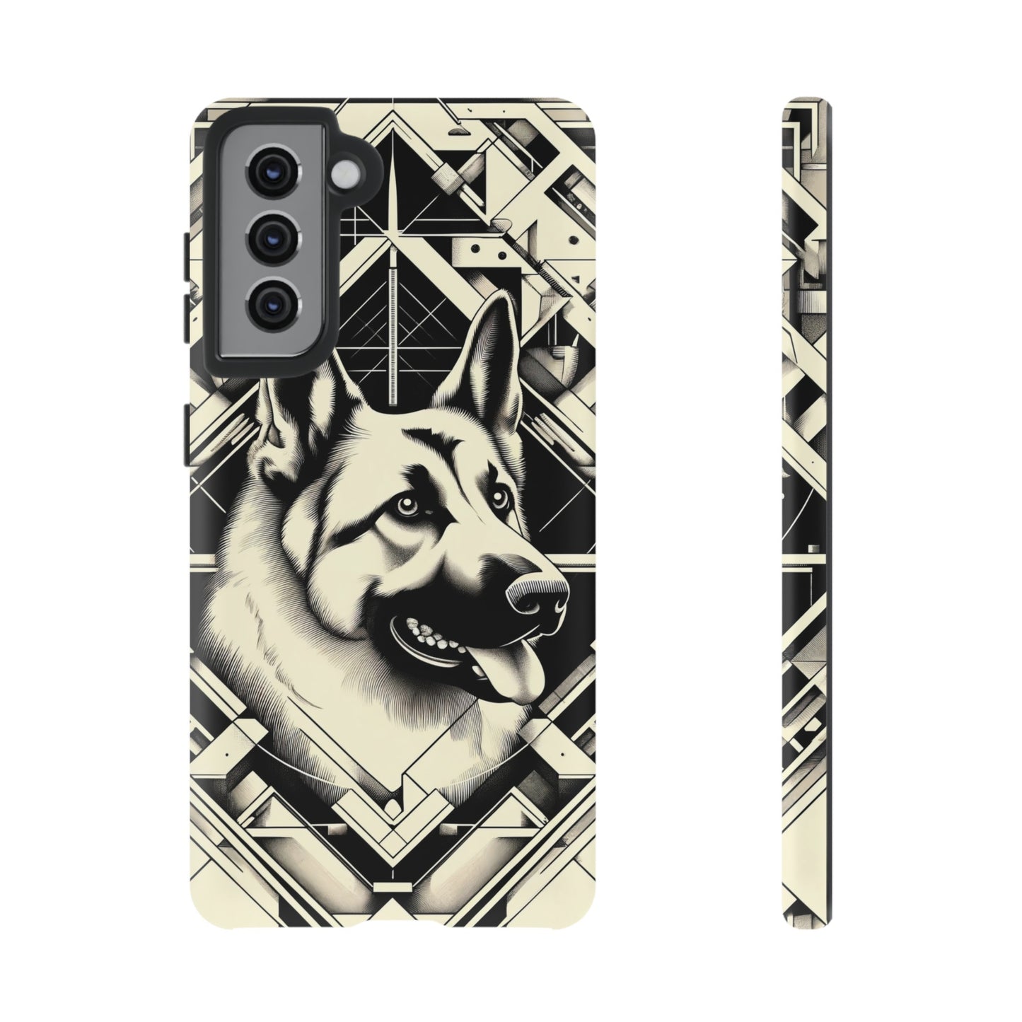 Constructivism and etching style German Shepherd Phone Case