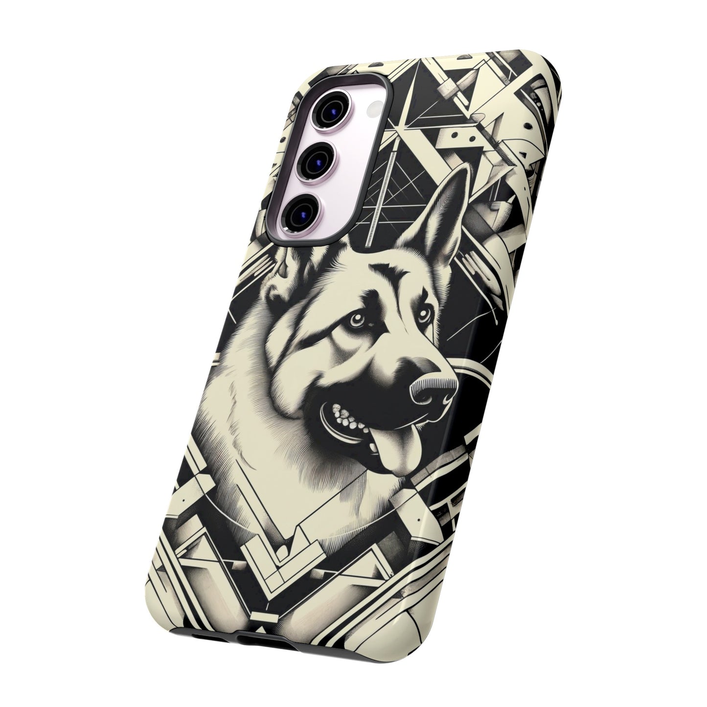 Constructivism and etching style German Shepherd Phone Case