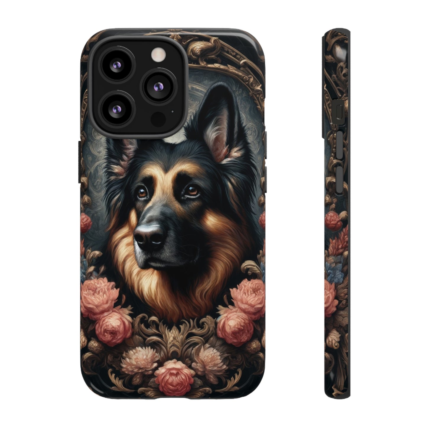 Gothic, high angle German Shepherd Phone Case