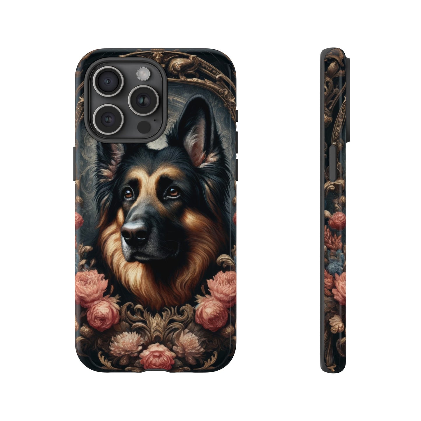 Gothic, high angle German Shepherd Phone Case