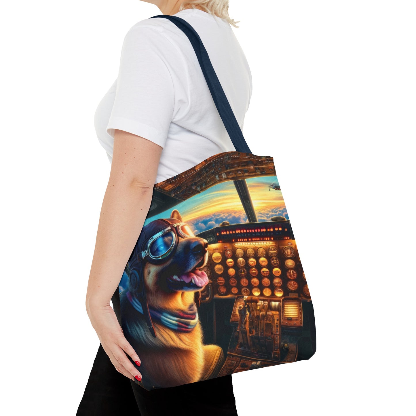 German Shepherd Flying an Airplane Tote Bag