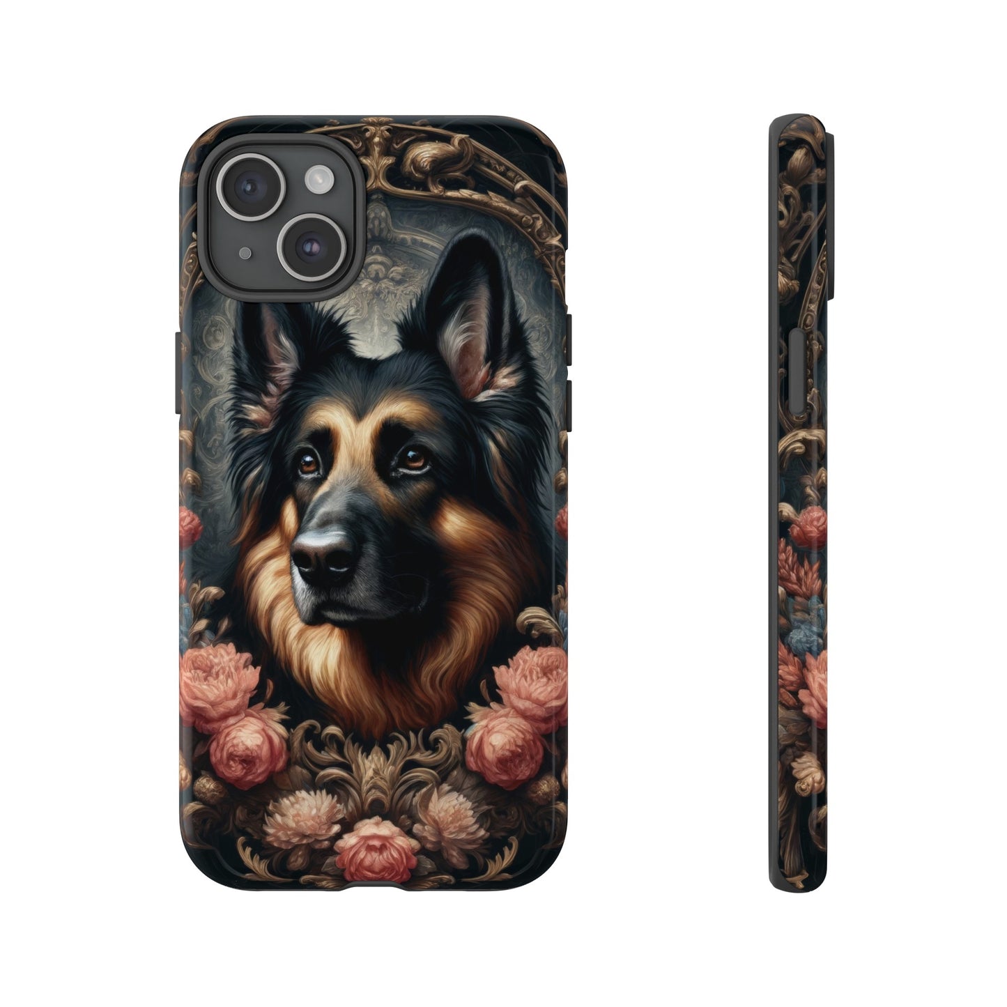 Gothic, high angle German Shepherd Phone Case