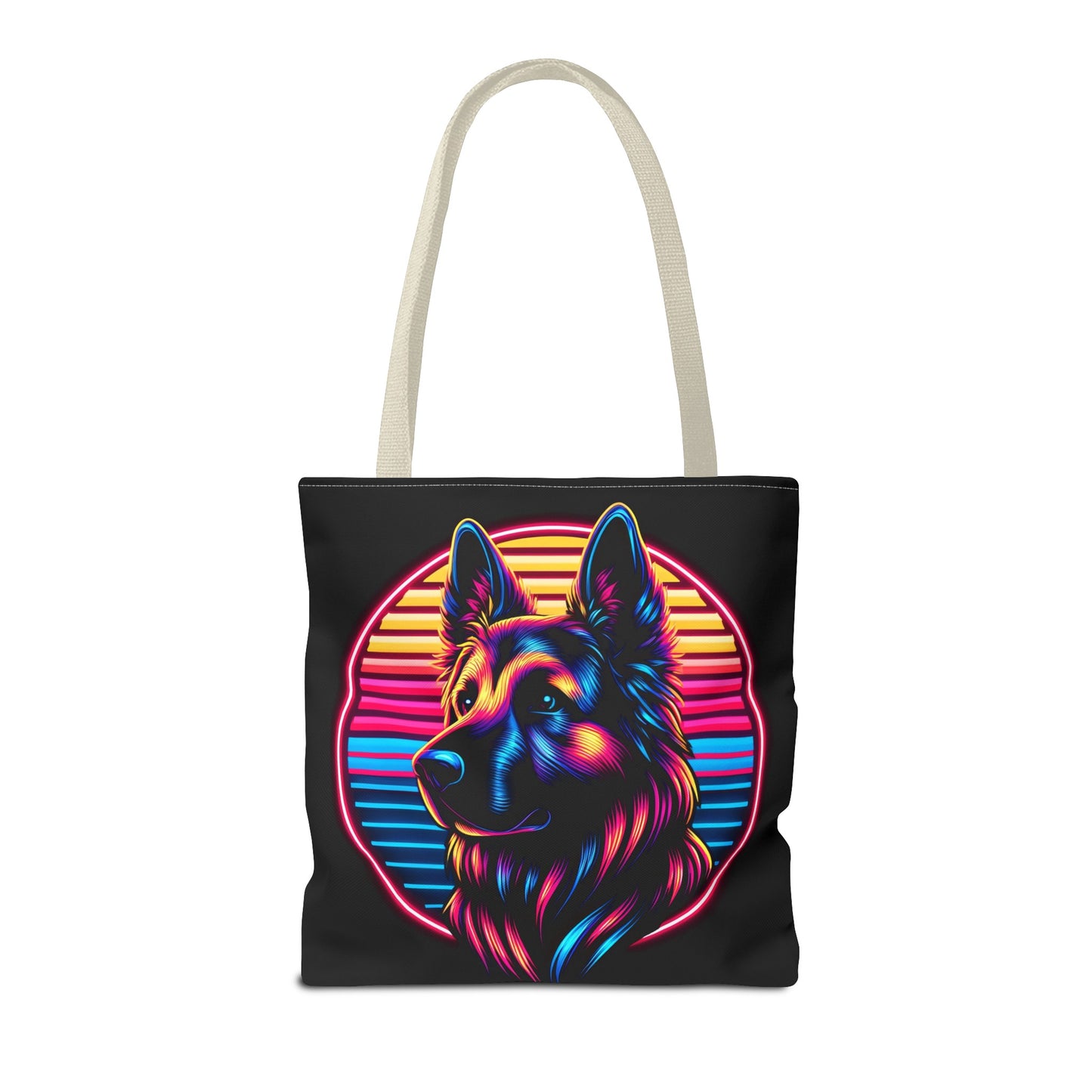 Retro wave and concept art German Shepherd Tote Bag