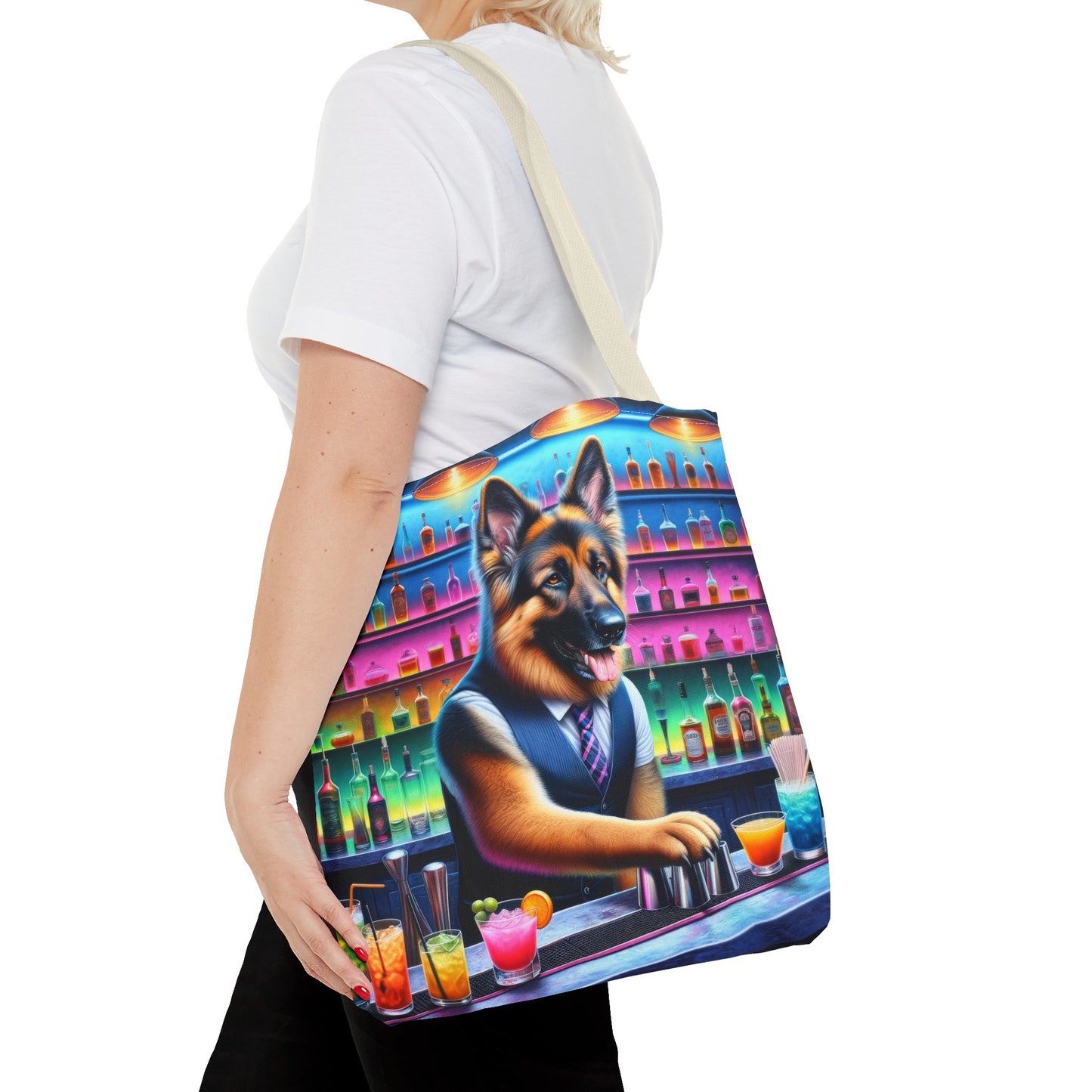 German Shepherd Tending a Bar Tote Bag