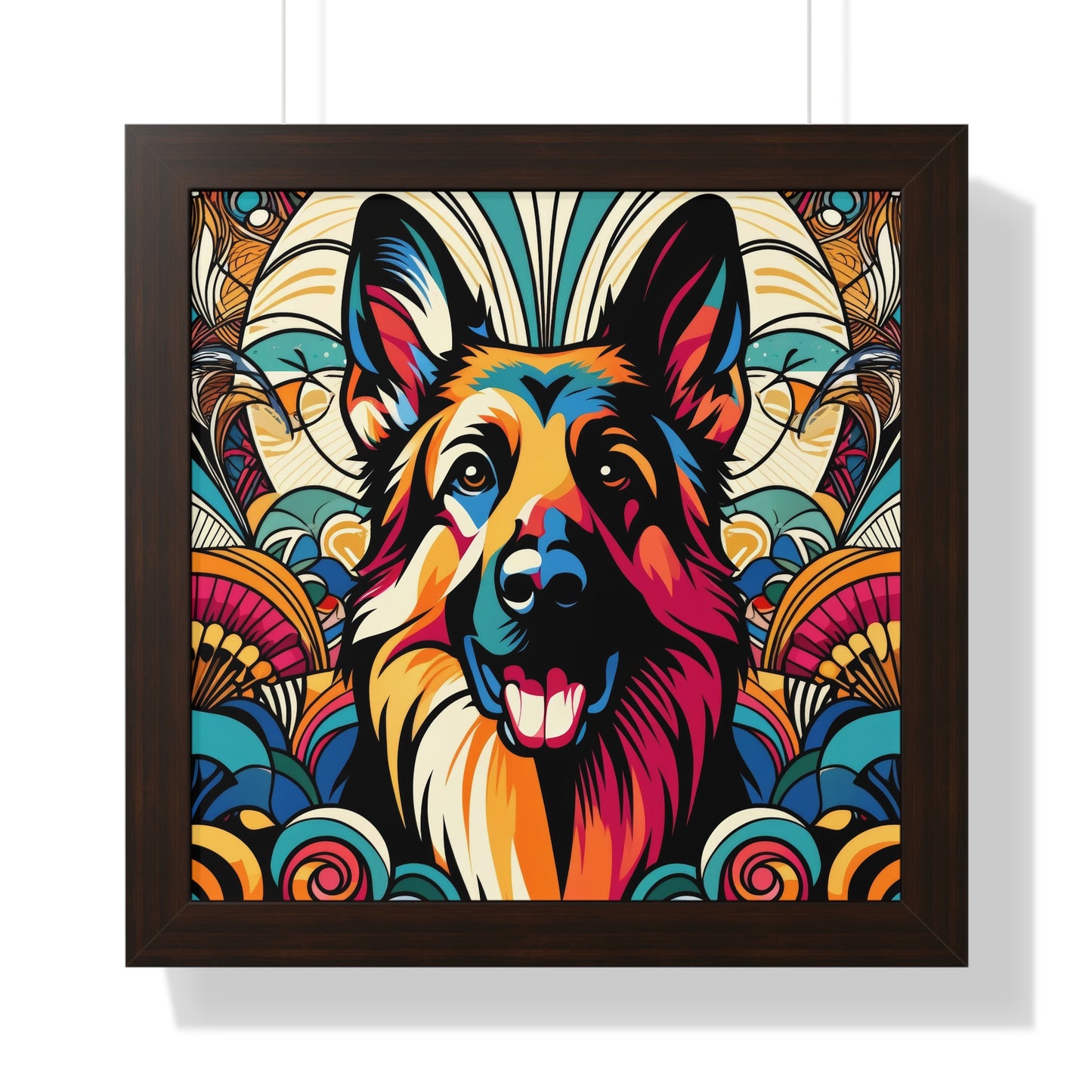 Art German Shepherd Framed Poster Painting 16x16