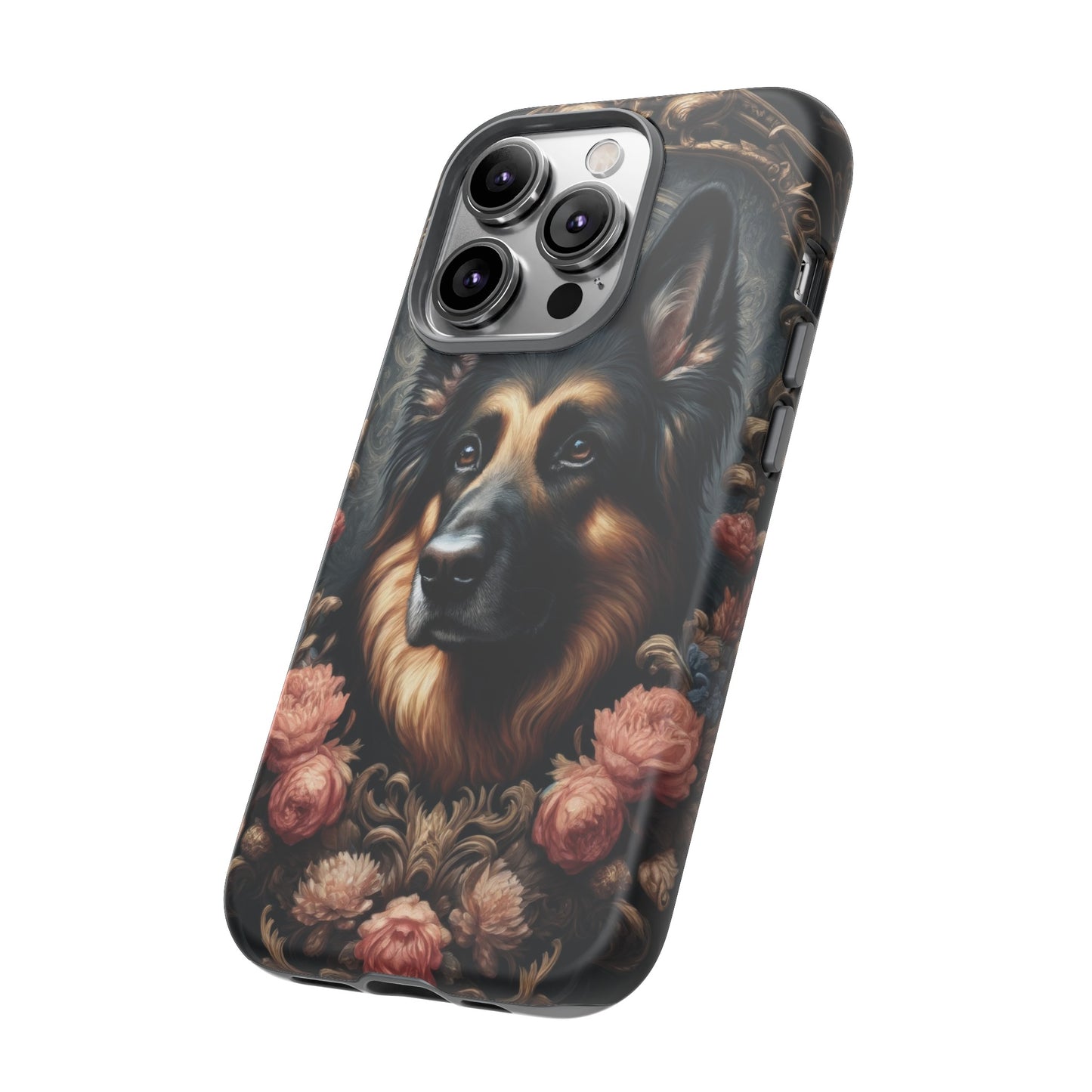 Gothic, high angle German Shepherd Phone Case