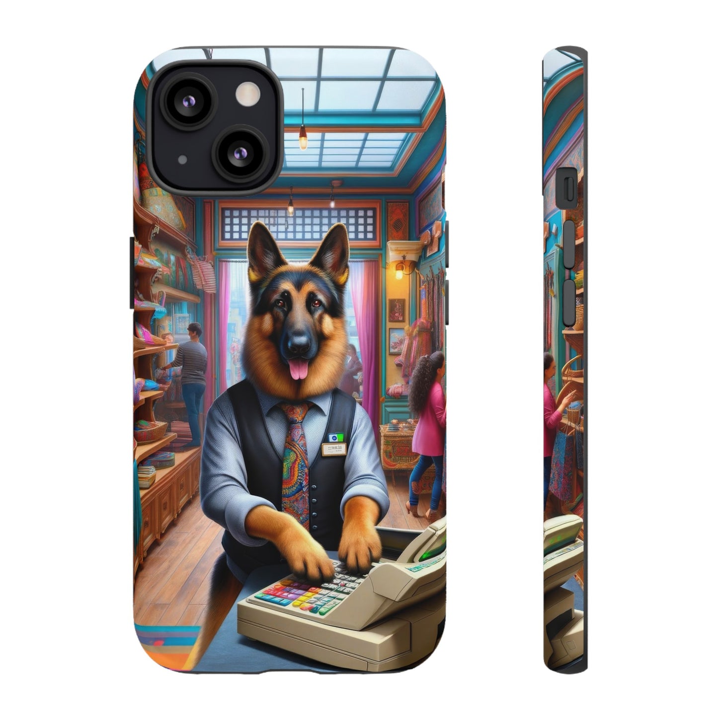 German Shepherd Operating a Cash Register Phone Case