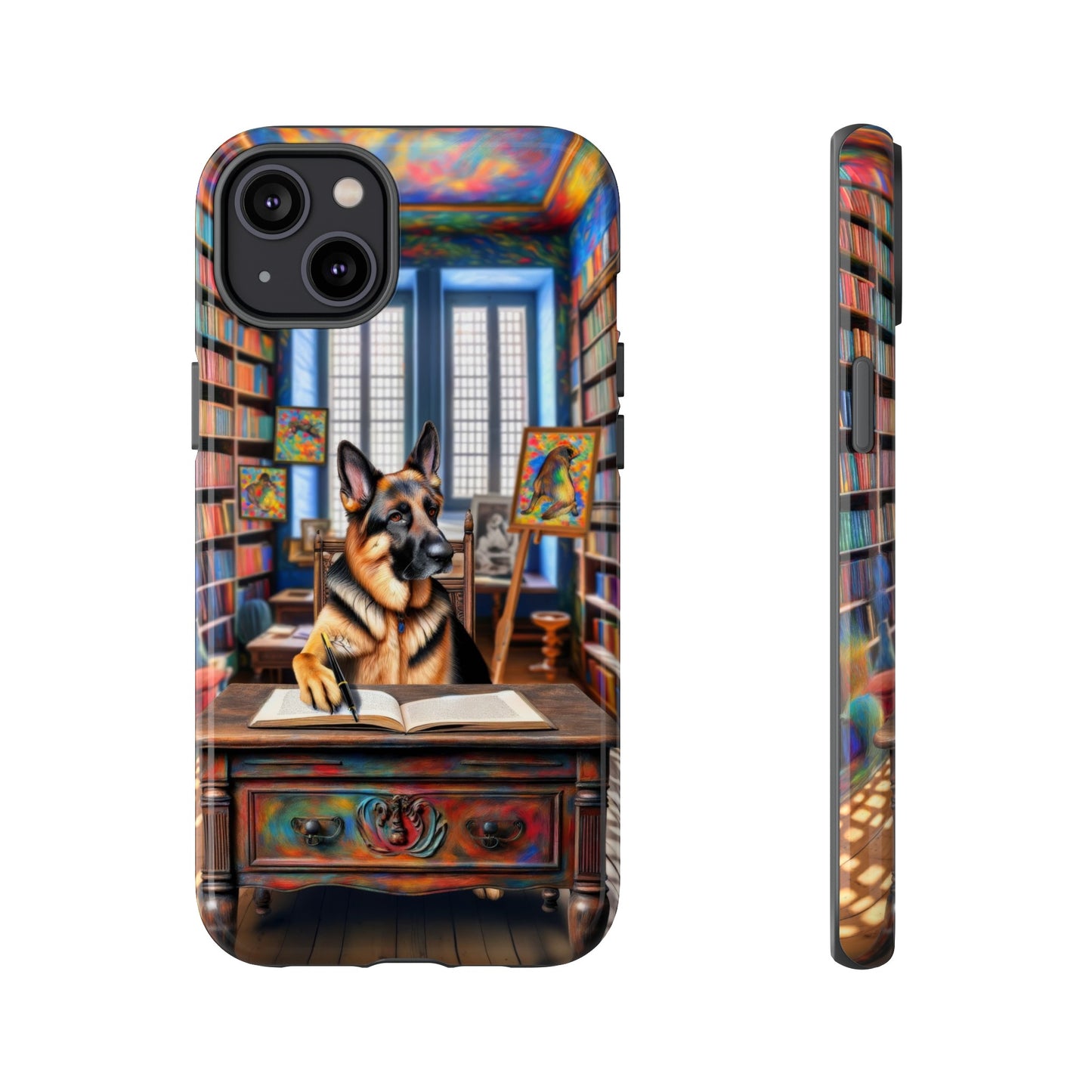 German Shepherd Writing a Book Phone Case