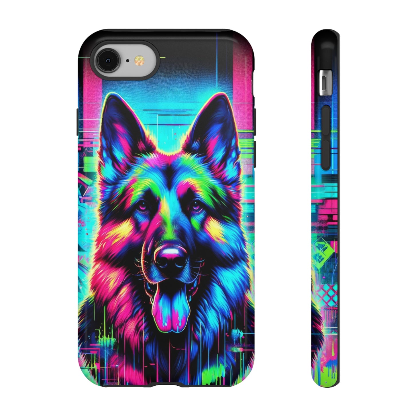 Neon graffiti German Shepherd Phone Case