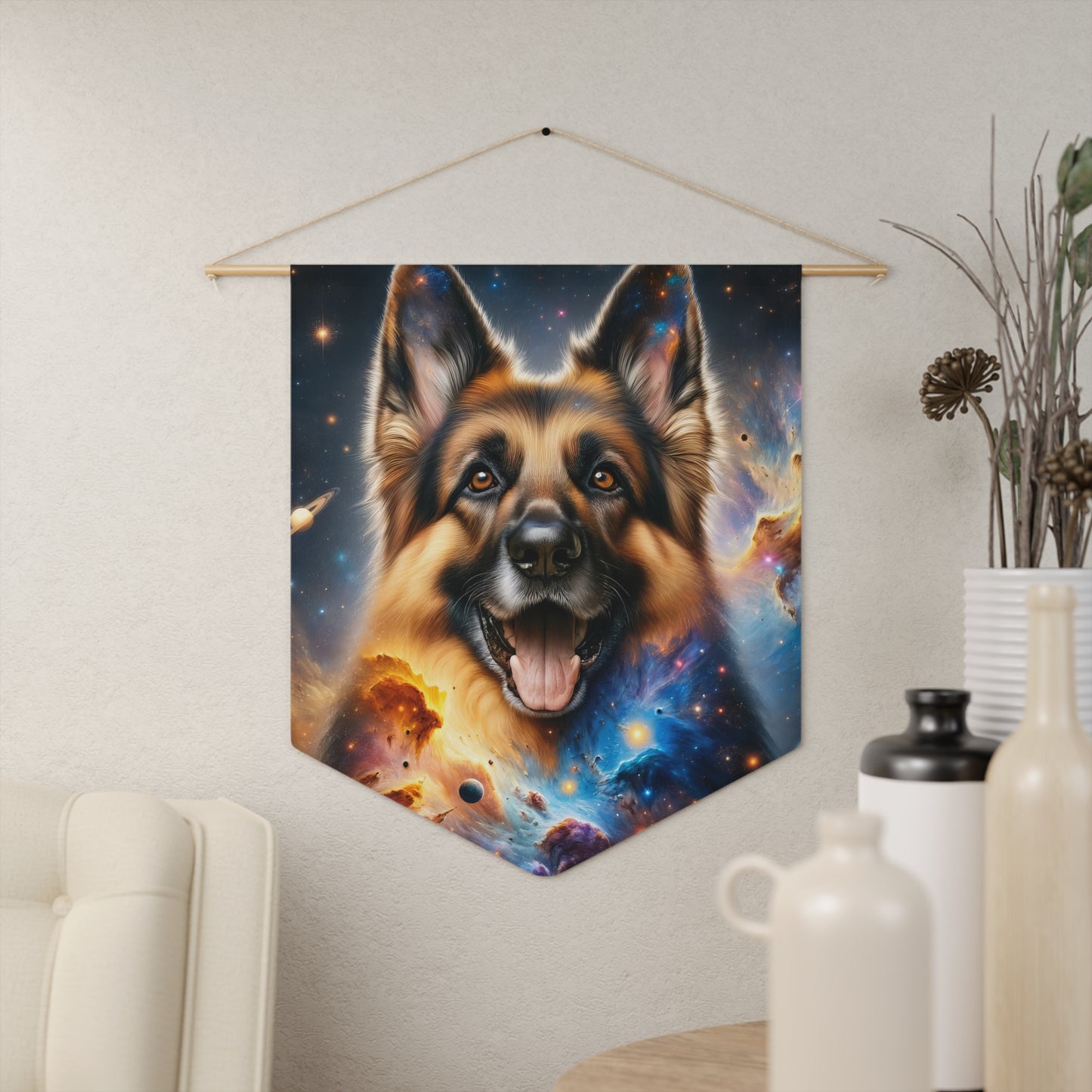 German Shepherd in Space Pennant