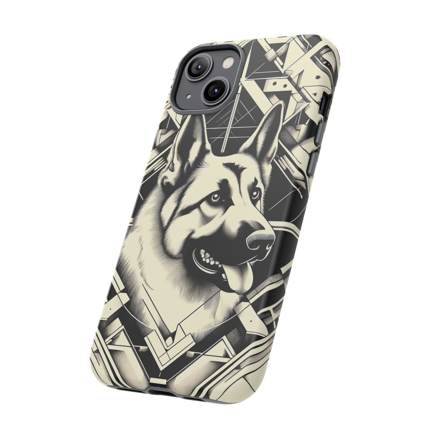 Constructivism and etching style German Shepherd Phone Case