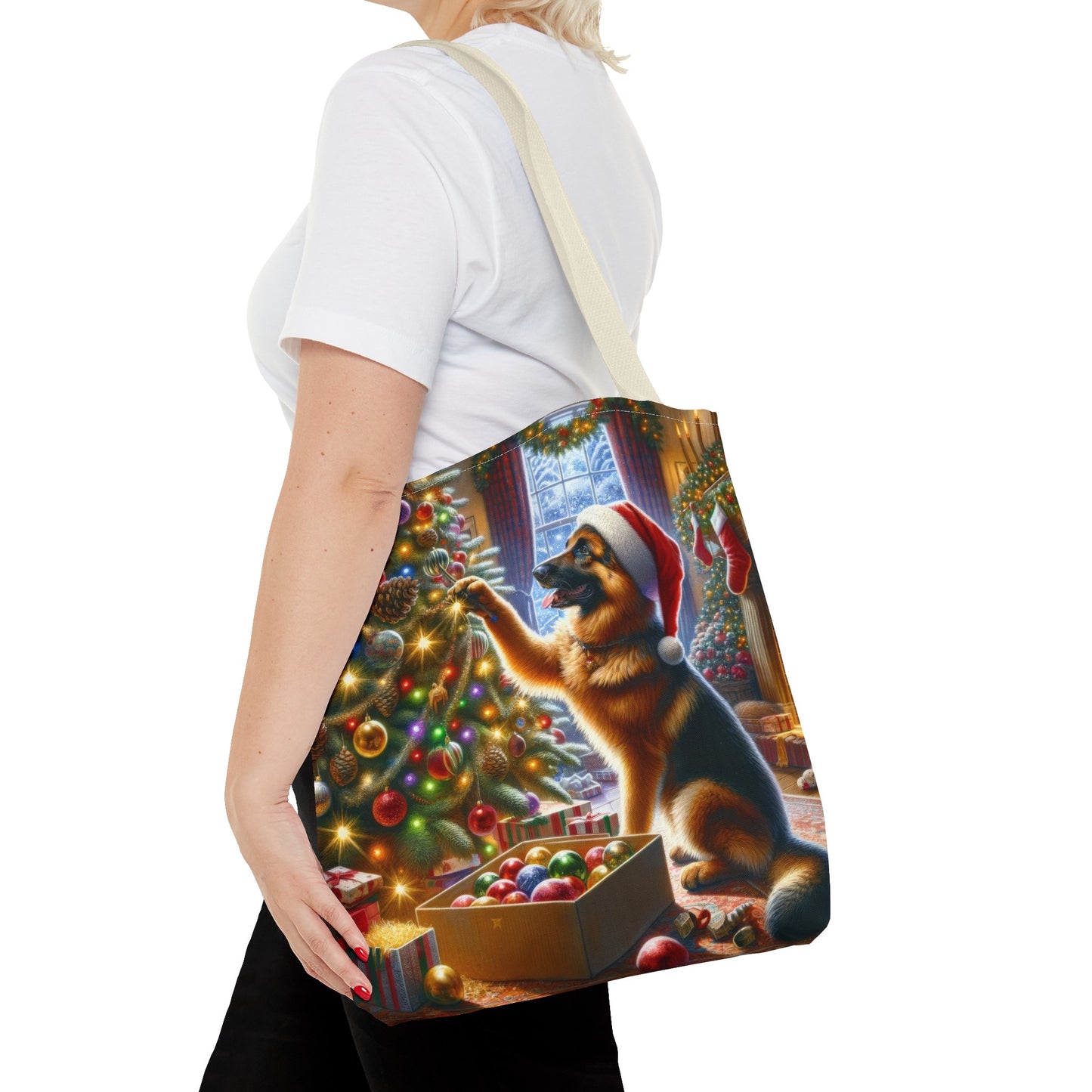 German Shepherd Christmas Tree Tote Bag