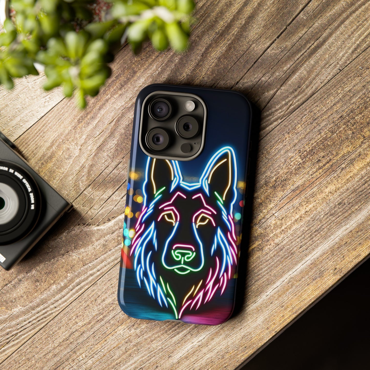 German Shepherd Neon Light Phone Case