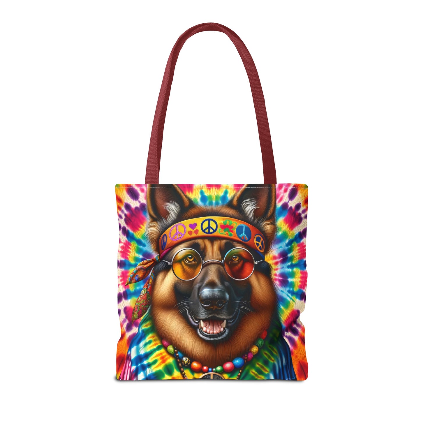 Hippie German Shepherd Tote Bag