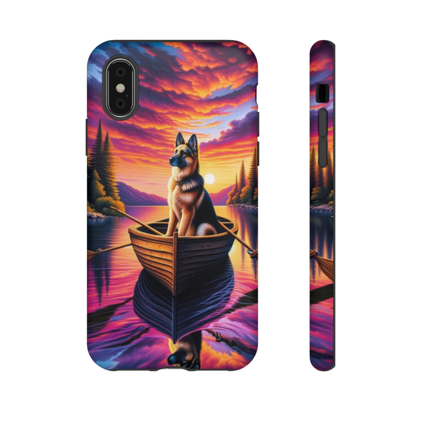 German Shepherd Rowing a boat Phone Case