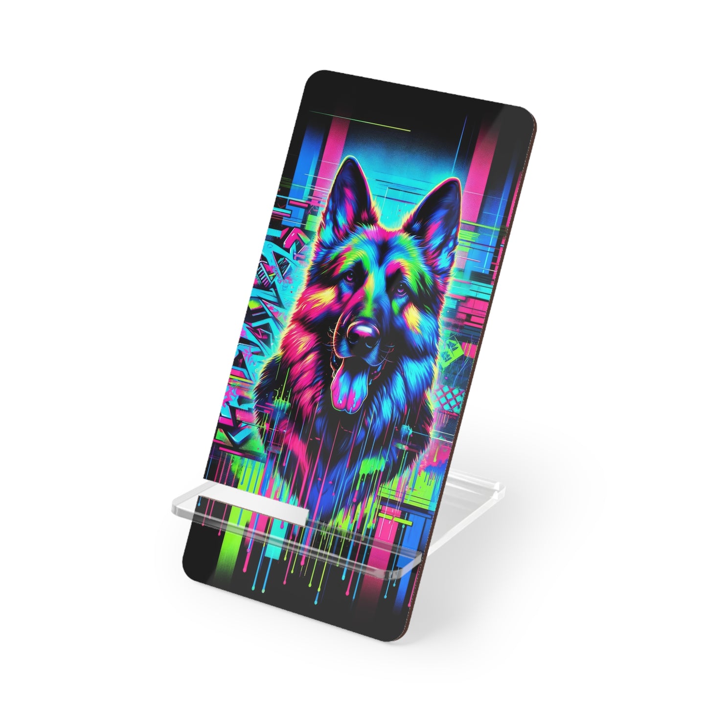 Neon graffiti German Shepherd Smartphone Stand