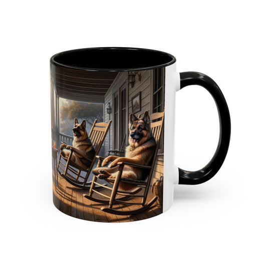 German Shepherd on the Porch Accent Coffee Mug, 11oz