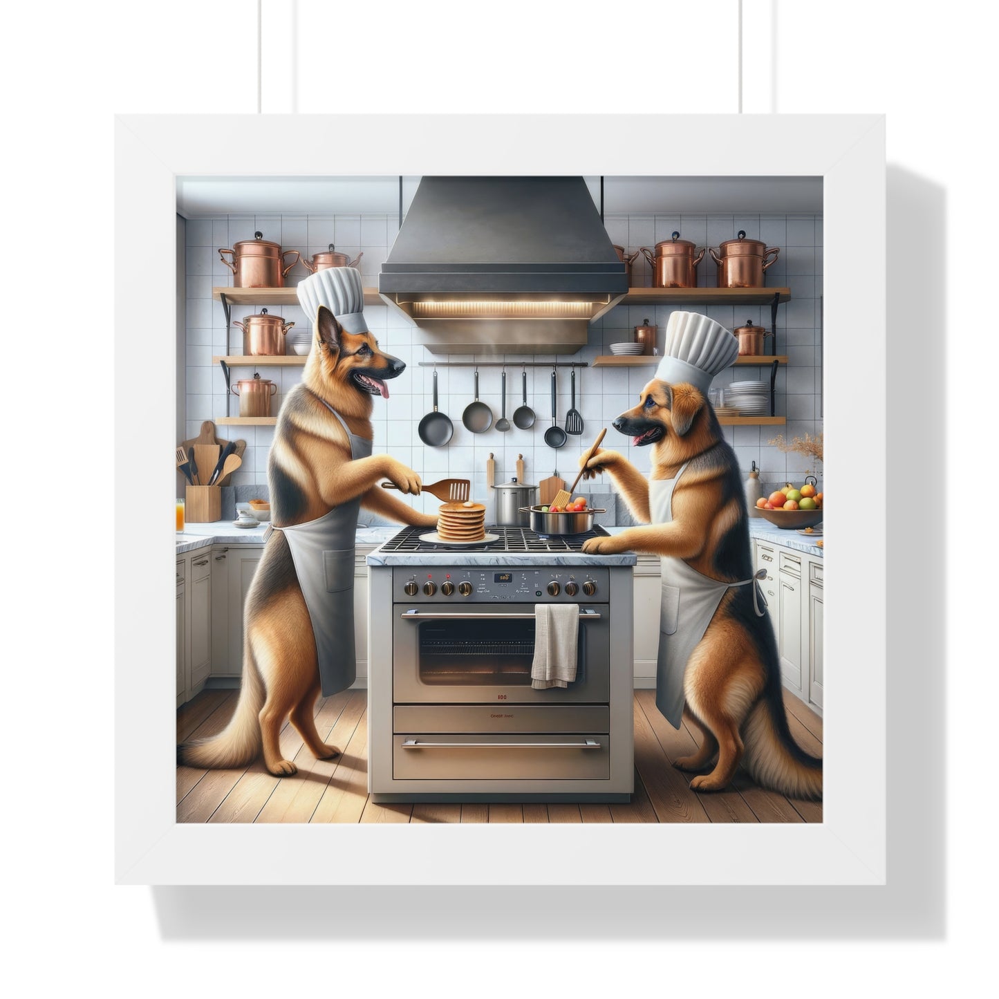 Cooking German Shepherds Framed Poster Painting 16x16