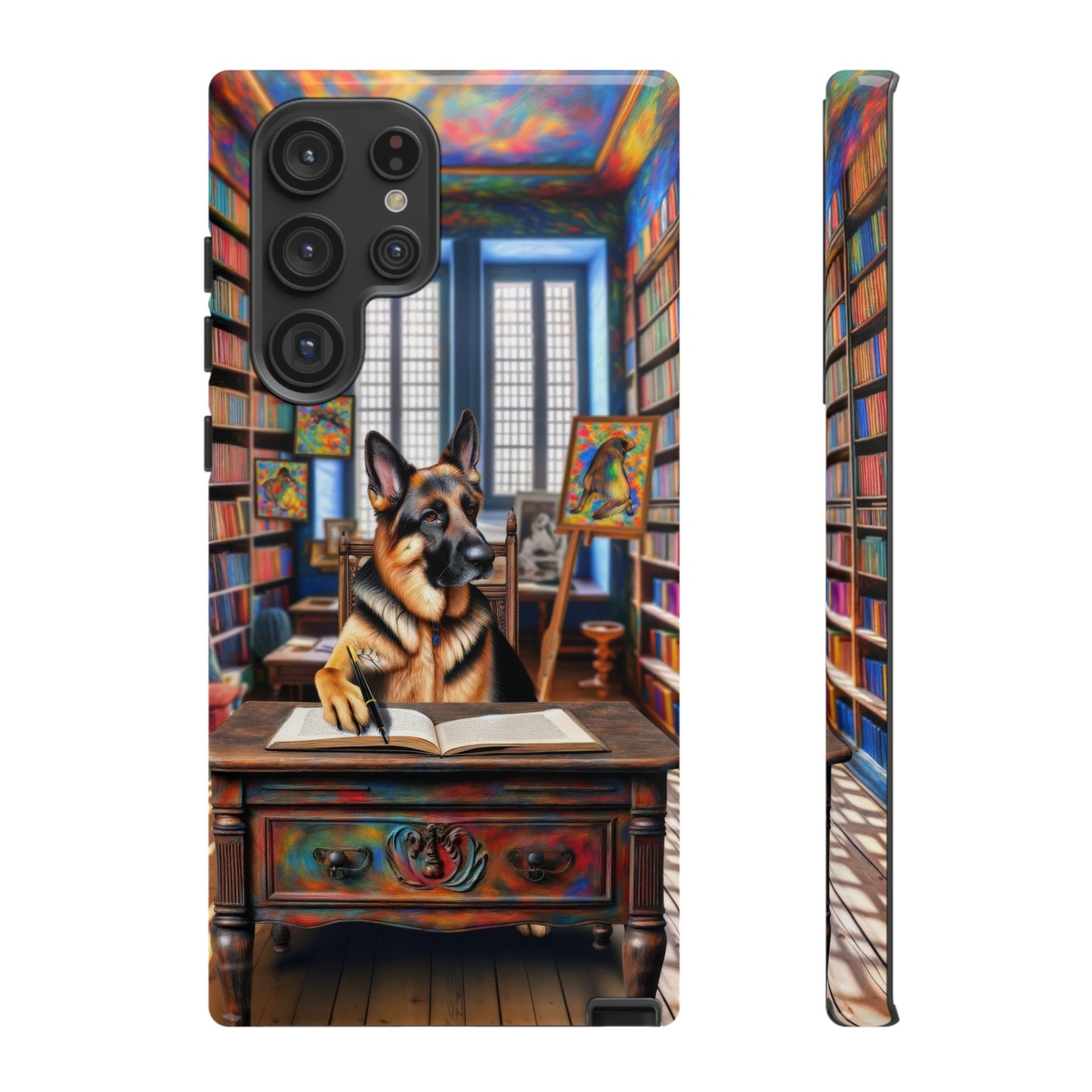 German Shepherd Writing a Book Phone Case