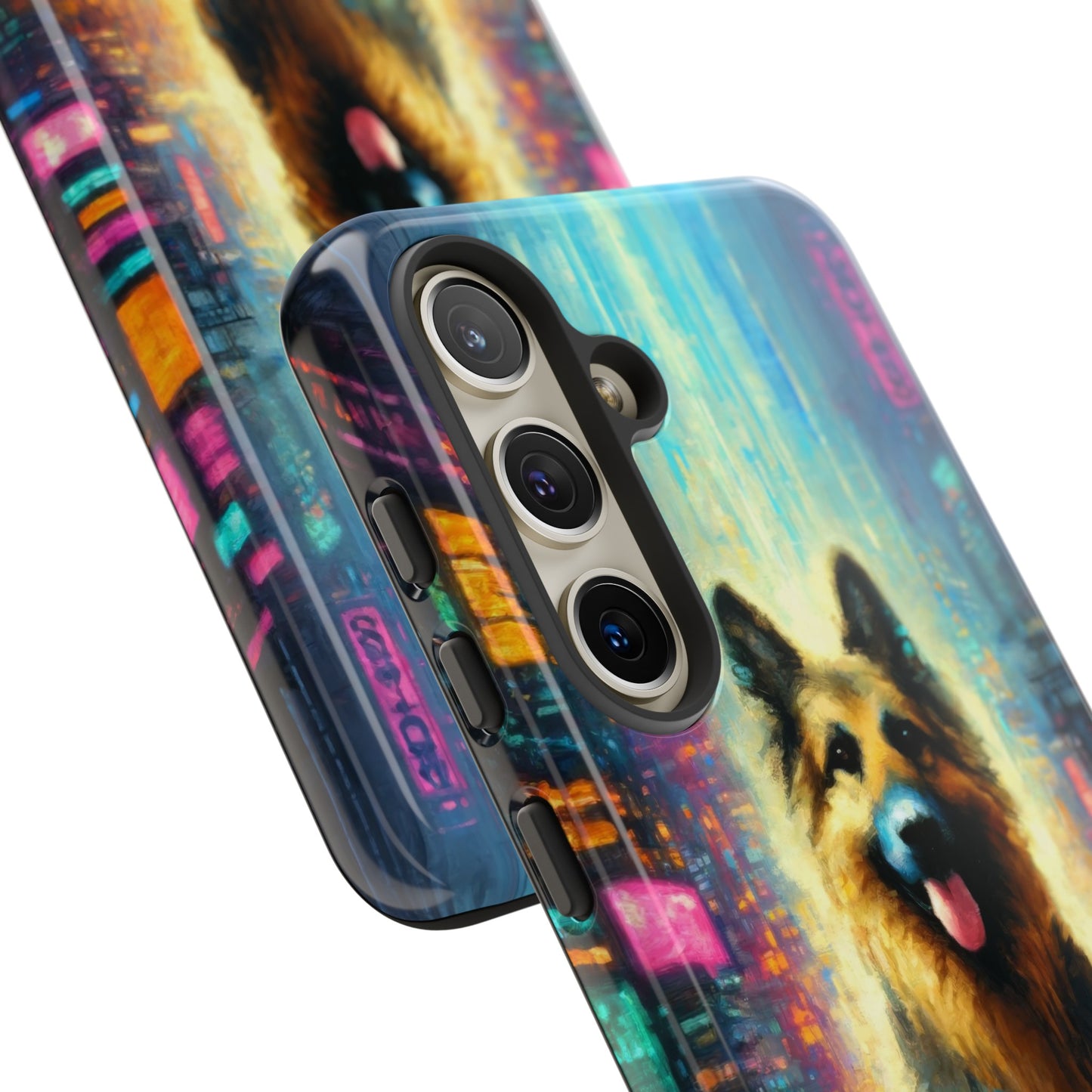 Impressionism meets cyberpunk German Shepherd Phone Case