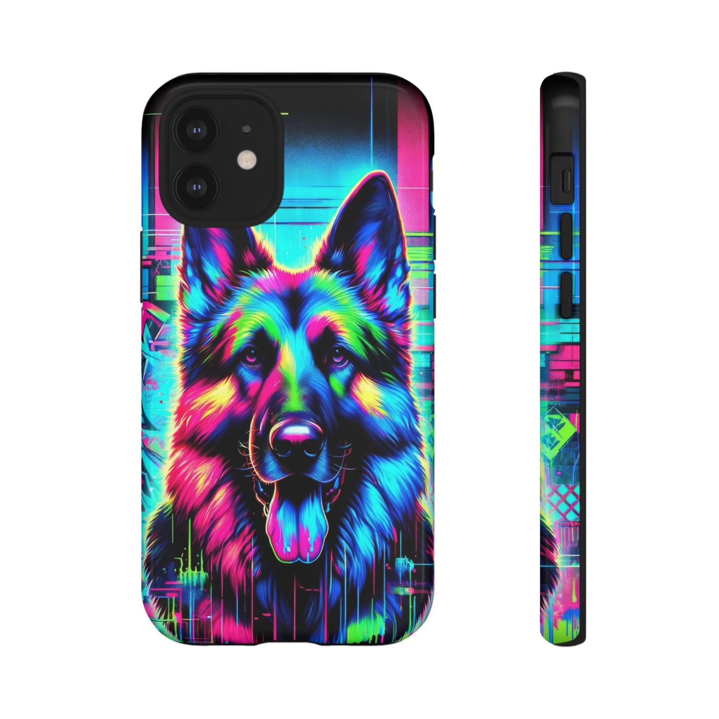 Neon graffiti German Shepherd Phone Case