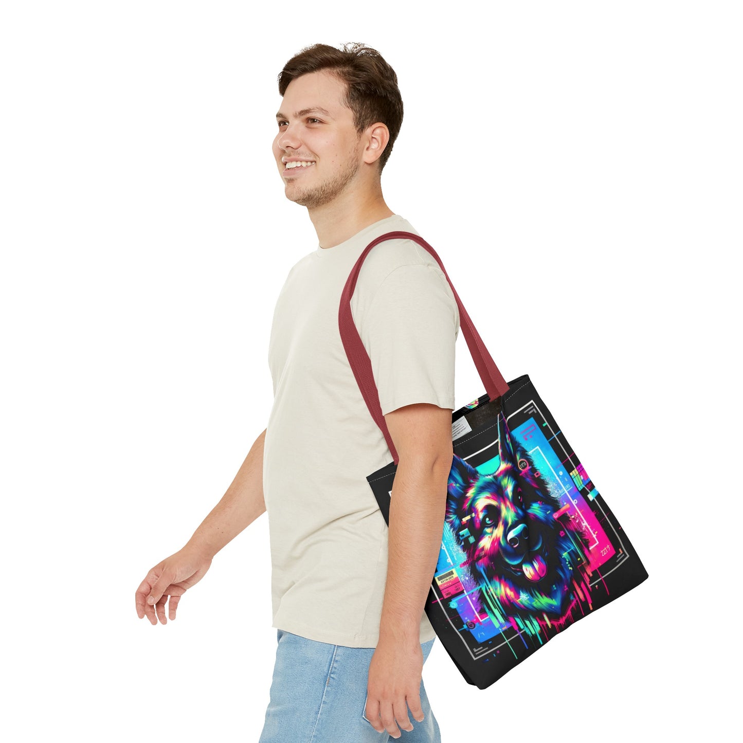 Neon graffiti German Shepherd Tote Bag