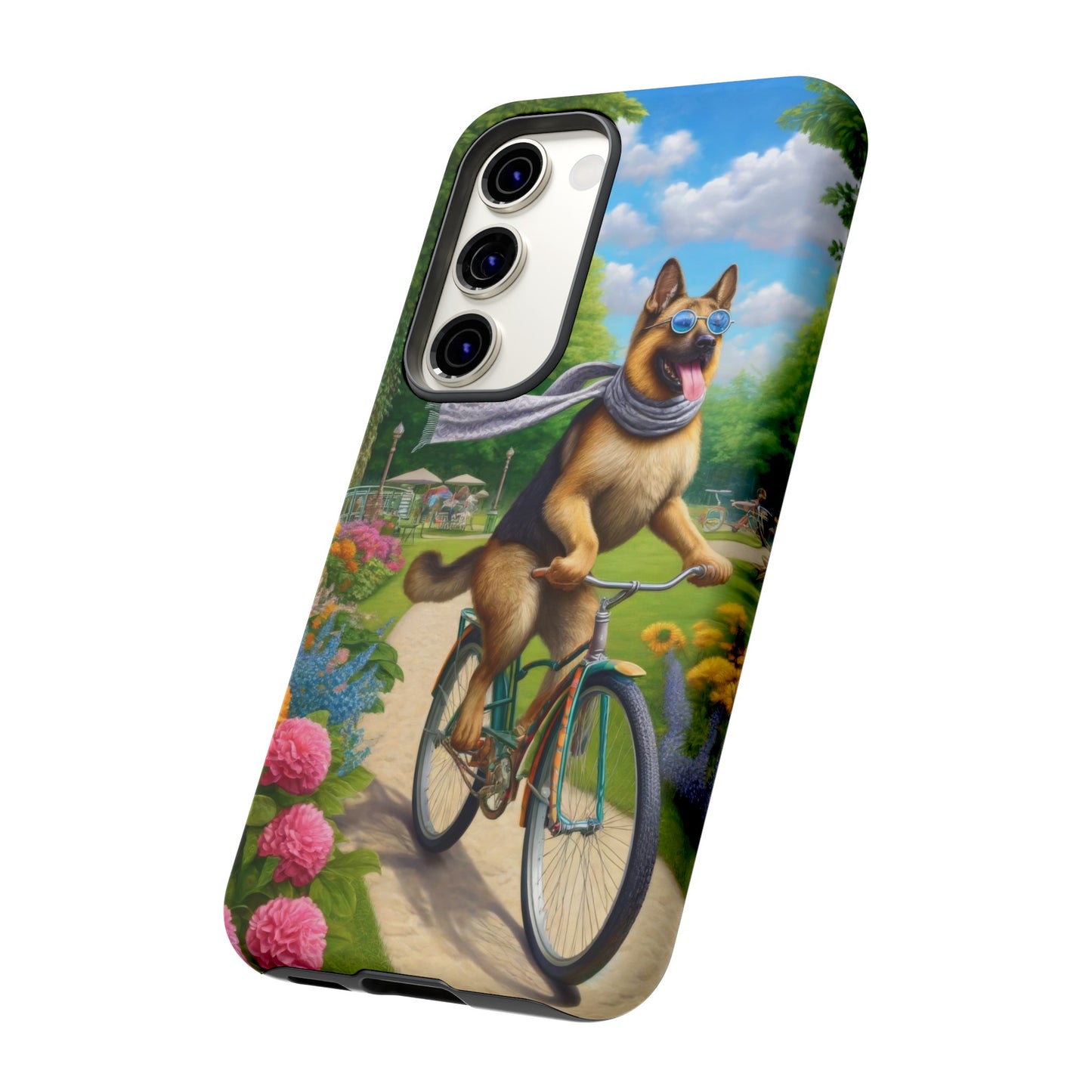 German Shepherd Riding a Bicycle Phone Case