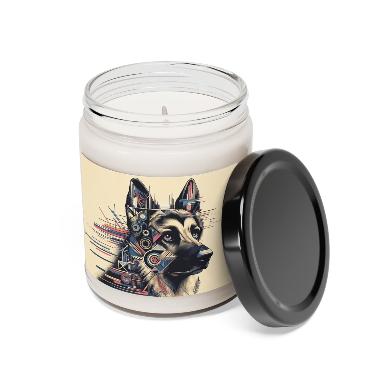 Constructivist and dadaist German Shepherd Scented Soy Candle, 9oz