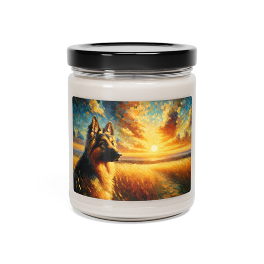 Golden hour and neo-impressionism German Shepherd Scented Soy Candle, 9oz