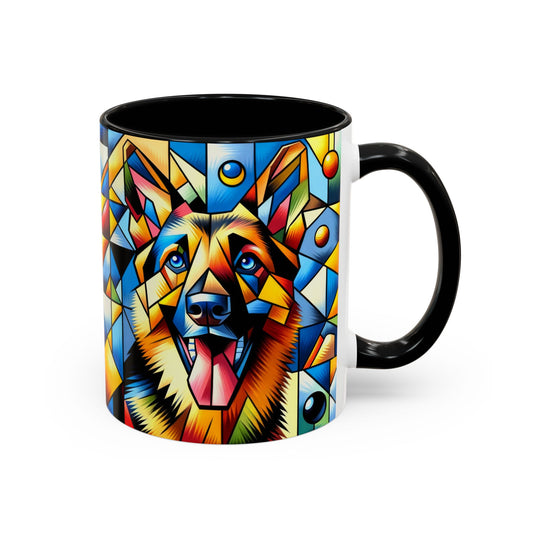 German Shepherd in Cubism Accent Coffee Mug, 11oz