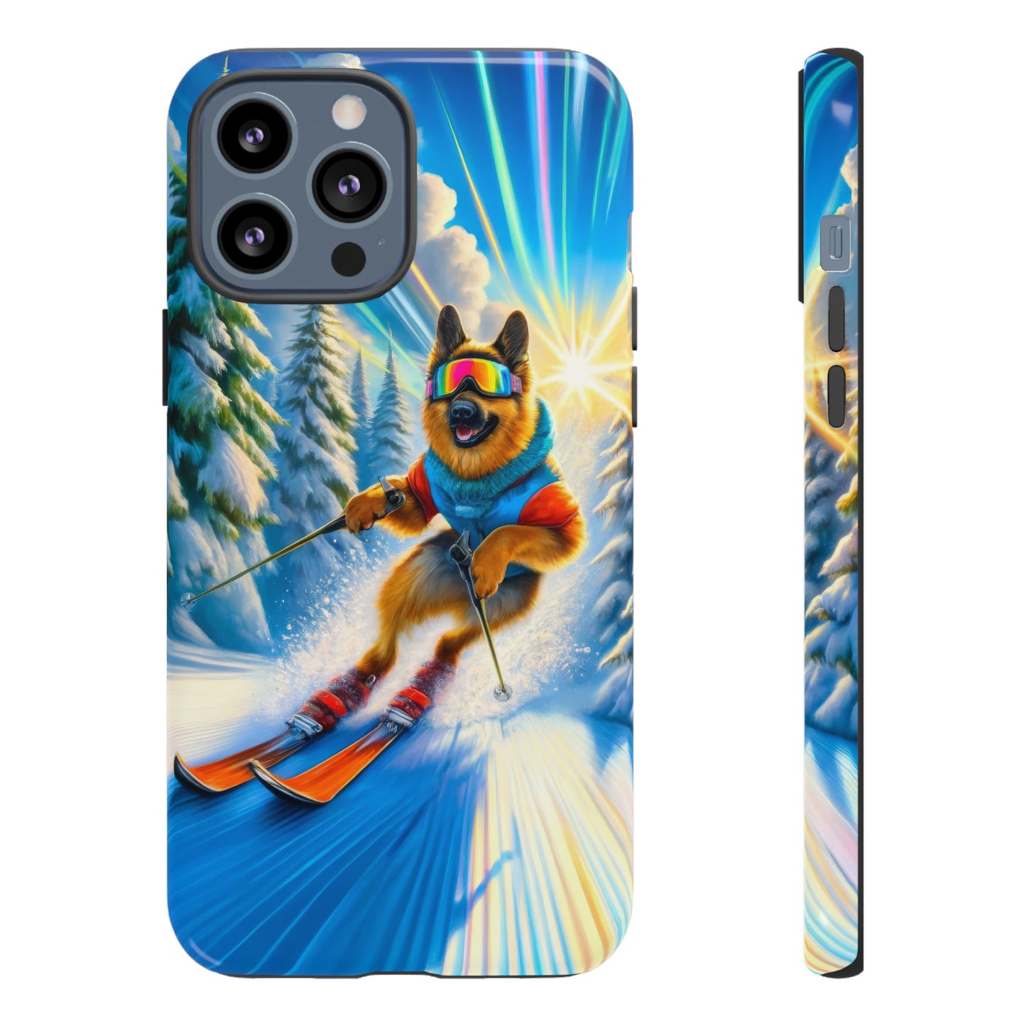 German Shepherd Skiing Phone Case