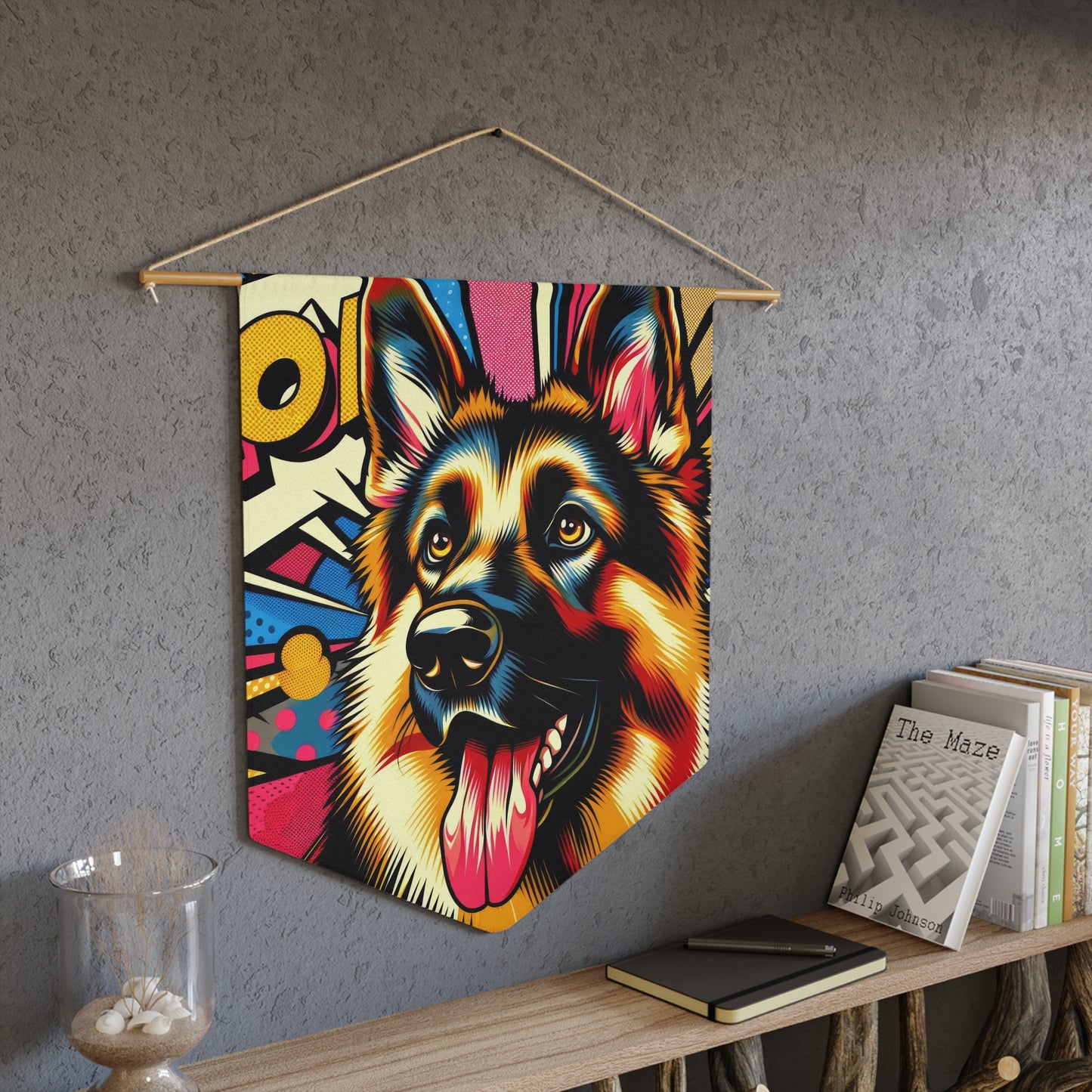 Anime style German Shepherd Pennant