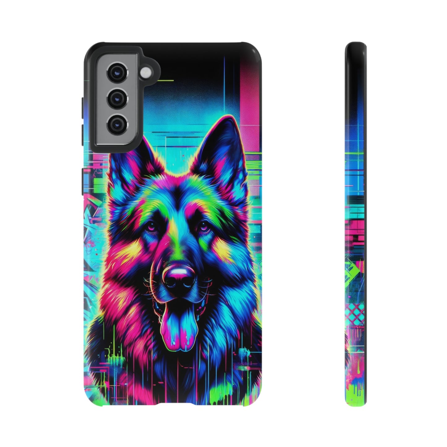 Neon graffiti German Shepherd Phone Case