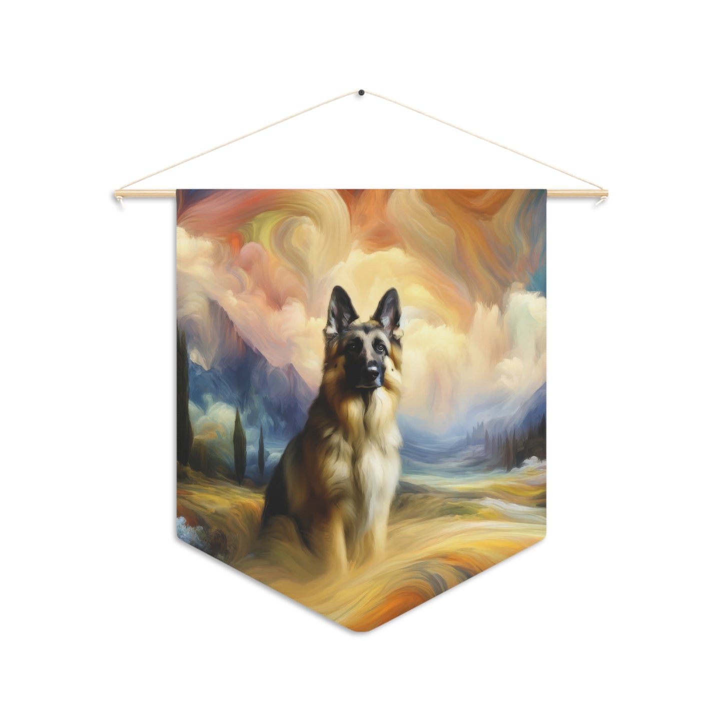 German Shepherd in an impressionist and surreal landscape Pennant