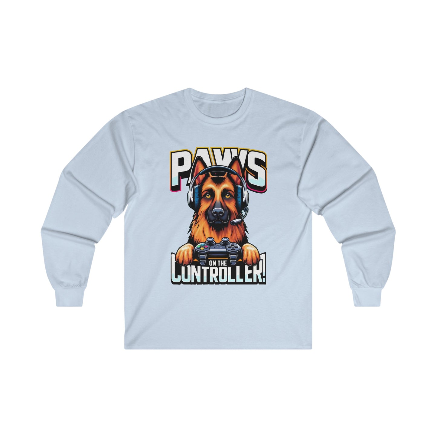 Paws on the Controller Long Sleeve Shirt (20 colors) (German Shepherd)