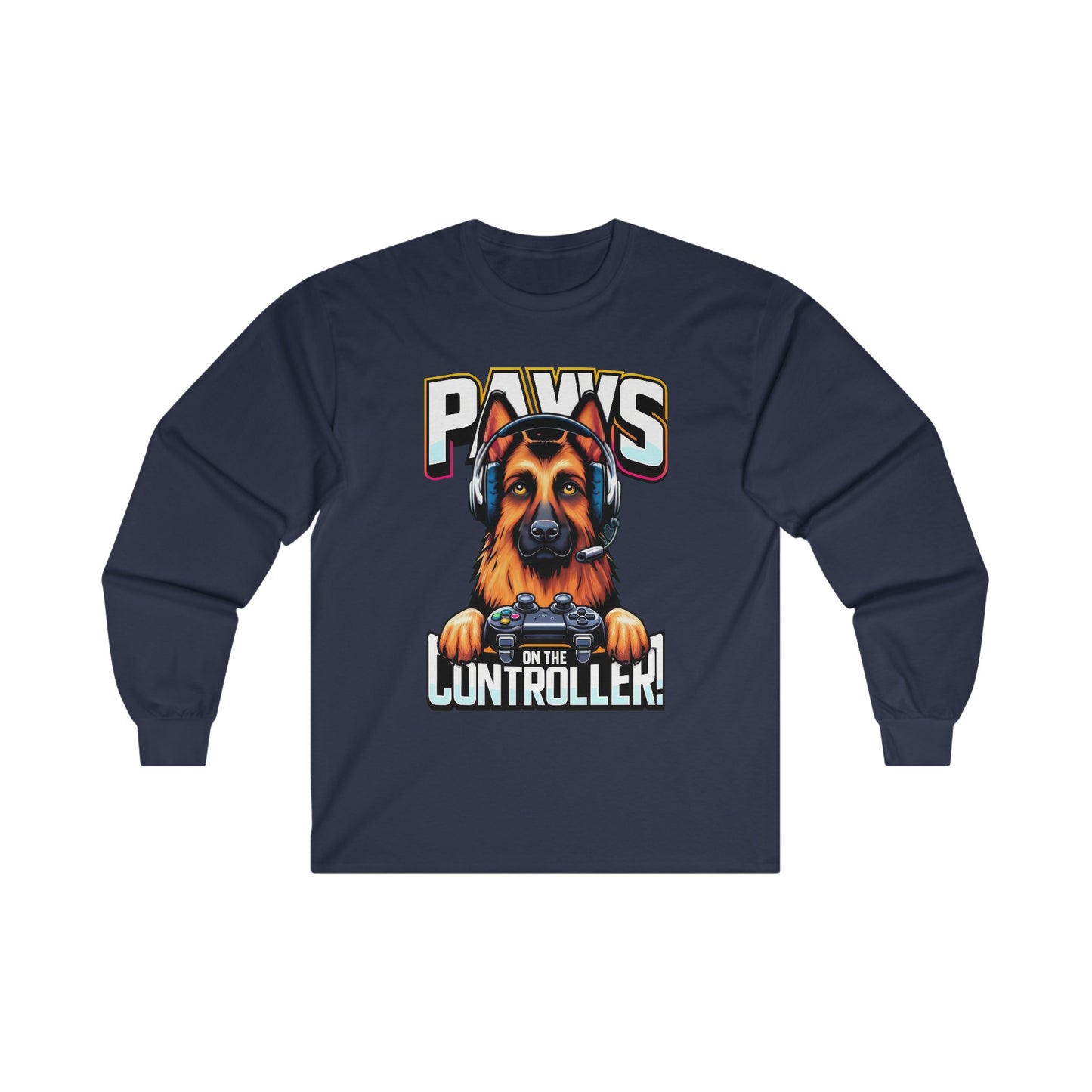 Paws on the Controller Long Sleeve Shirt (20 colors) (German Shepherd)