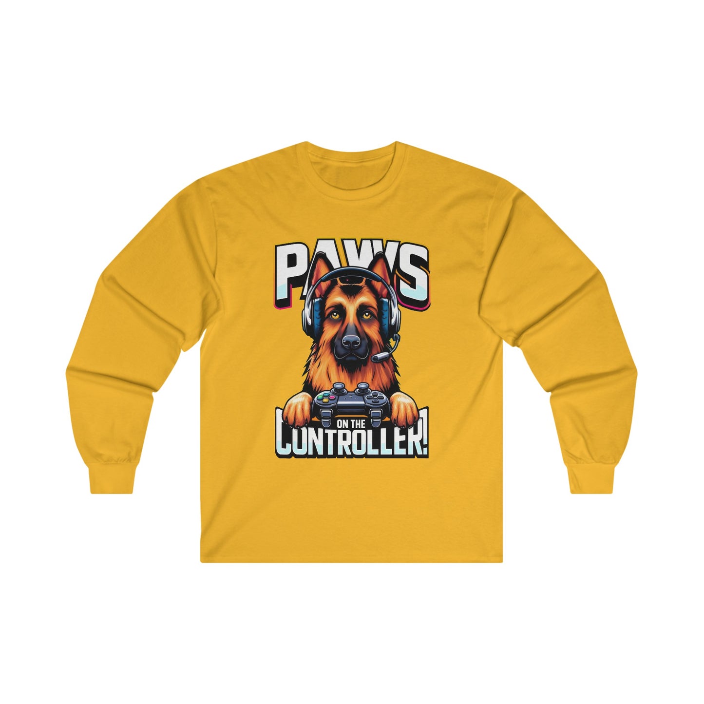 Paws on the Controller Long Sleeve Shirt (20 colors) (German Shepherd)