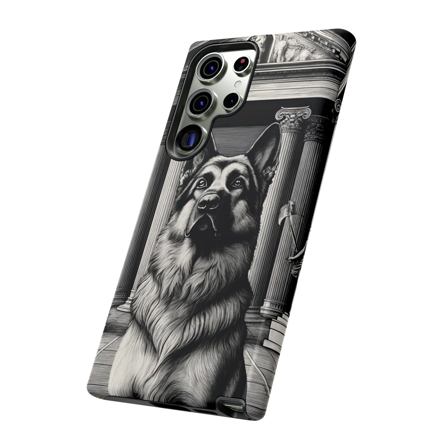 Etching and greco-roman German Shepherd Phone Case