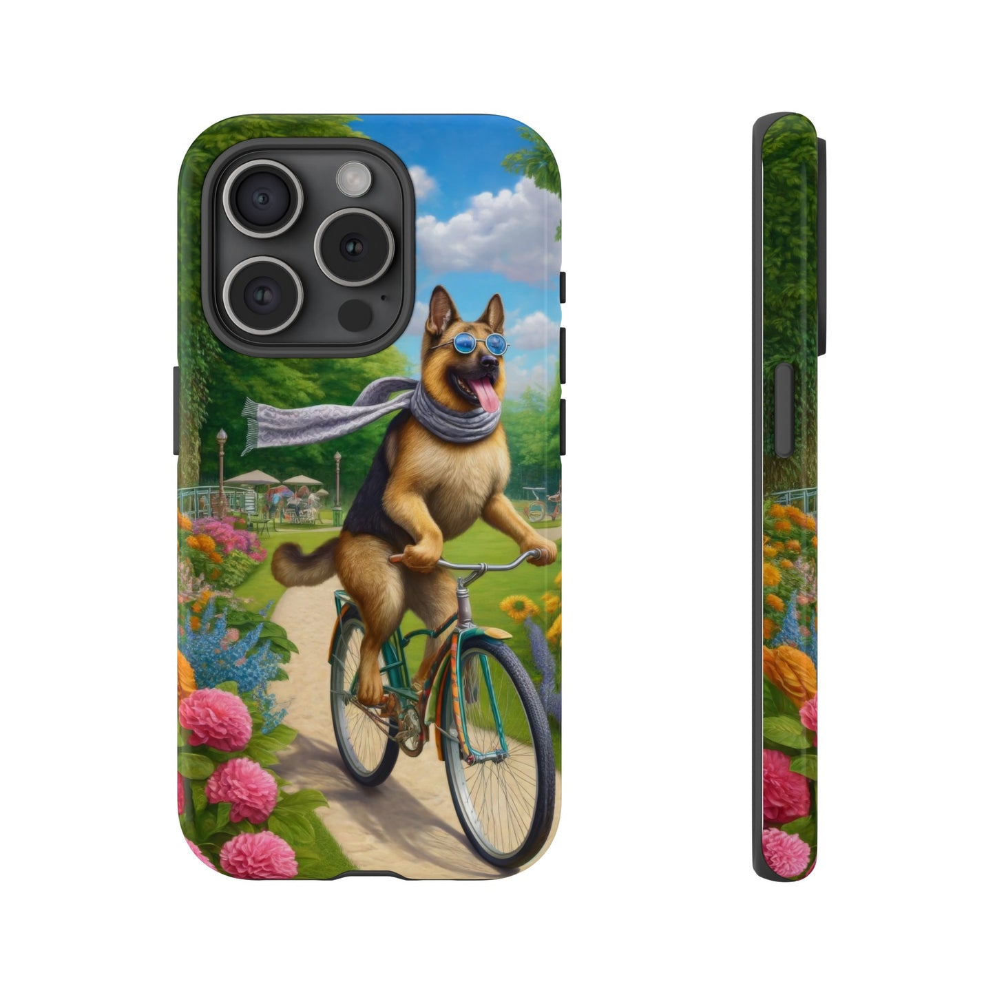 German Shepherd Riding a Bicycle Phone Case